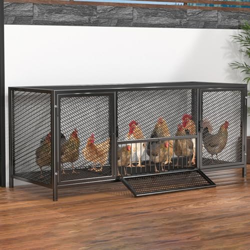 CTREVL 鶏小屋 鶏 ケージ ニワトリ小屋 金属フレーム 耐摩耗性 強力な耐荷重性 安全でシンプル イタチ ヘビ ネズミなどの有害動物の侵入を防ぎます 小動物 ケージ 大型 組み立て簡単 上部に天窓付き 鶏 アヒル 猫 小型犬 ウサギ ハトなどに適して