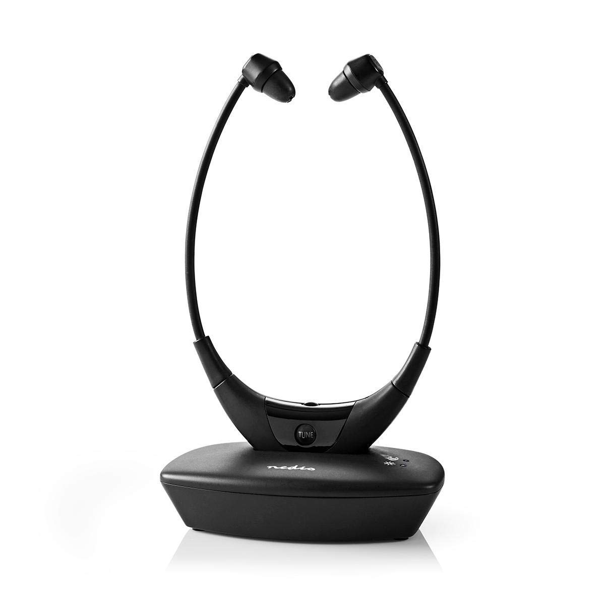 Casque TV sans Fil - RF - Intra-Auriculaire - Durée de Lecture maximale de Batterie: 4.5 Heures - 35 m - Audio numérique - Station de Charge - Contrôle d'équilibre - Noir