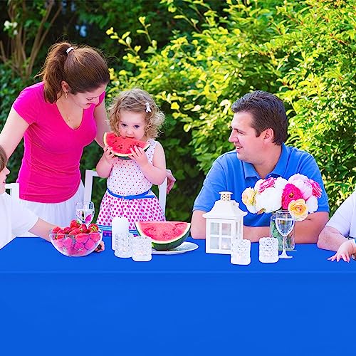 Image of 32 Pack Blue Plastic Tablecloth for Rectangle Tables, Premium Decorative Royal Blue Disposable Table Cloths for Parties, Rectangle Party Table Cover for Birthday, Wedding, Anniversary, 54 x 108 Inch