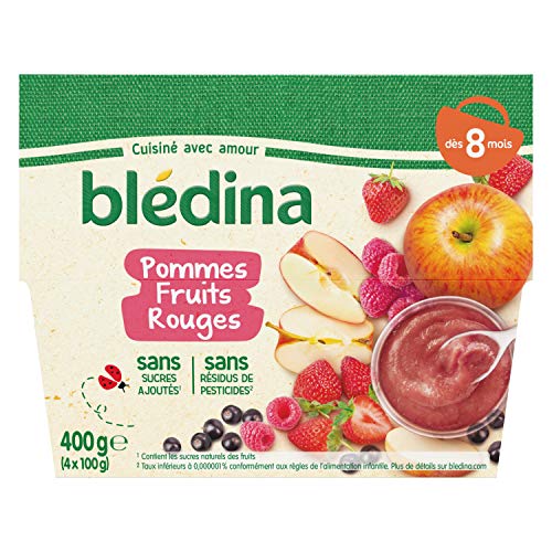 Blédina 4 Coupelles Pommes Fruits Rouges Dès 8 mois, 4 x 100g Cover
