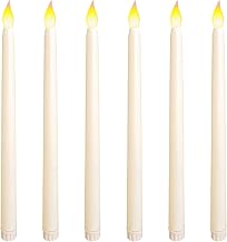 6 Pieces Long Led Candle with 3D Flickering Flame, Battery LED Tealights, Candles for Party Wedding Deco Festival Decoration, Warm White Light (28 x 2.2 x 2.2 cm)