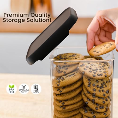 Image of Plastic Jar for Kitchen Storage Set of 6 (1100 Ml Each) | Airtight BPA Free Food Grade Containers | Transparent Storage Boxes for Tea, Coffee, Sugar, Dry Fruits, Spices Dishwasher Safe