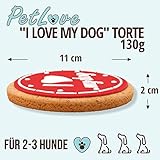 PetLove Hundetorte I Love My Dog (90g) • Geburtstagstorte für Hunde • Geschenk für Hunde • Geburtstagskuchen Hund • Handgemacht in Italien