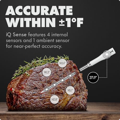 Image of CHEF iQ Sense | Smart Wireless Meat Thermometer | Ultra-Thin Probe | WiFi Unlimited Range | 1000F Heat Safe | 5 Sensors | BBQ, Grill, Oven, Smoker, Air Fryer | Gen3