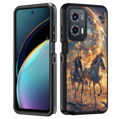 FVAENDHIO for Moto G Stylus 5G 2024 Case, Heavy Duty 3 in 1 Hybrid Military Grade Shockproof Drop Full-Body Protective Cover for Motorola Moto G Stylus 5G 2024, Dream Catcher Horse