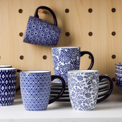 Selamica 30-Pieces Ceramic Dinnerware Sets for 6, Scratch Resistant Plates and Bowls Sets, Microwave and Dishwasher Safe, Vintage Blue A