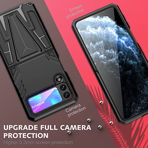 Duo Shield Slim Case Compatible With Samsung Galaxy Z Flip 3 Case (5G), Armor Hybrid Layer Pc (Polycarbonate) Cover, Soft Tpu Rugged Protective Shockproof Case With Foldable Kickstand. #TOP1