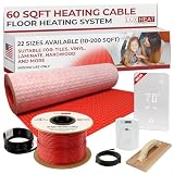 LuxHeat 60sqft Electric Radiant Floor Heating System - 120v Underfloor Heating System - Includes UWG5 WiFi Programmable Thermostat w/GFCI, Tile Uncoupling Membrane, Heater Cable, Sensor & Alarm