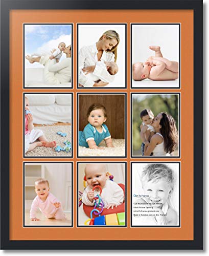 ArtToFrames Collage Photo Frame Double Mat with 9-6x8 Openings with Satin Black Frame and Octoberfest mat.