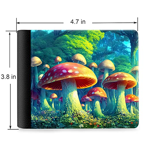 (Psychedelic Mushroom Front Pocket Slim Bifold Leather Wallet RFID Blocking with ID Window for Men2