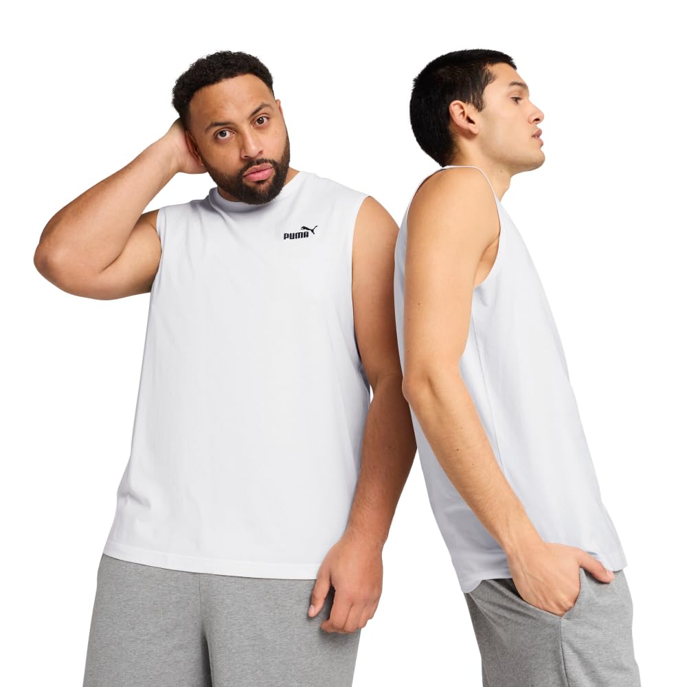 PUMA Men's Essentials Sleeveless T-Shirt (Available in Big & Tall), Puma White Ss25, Large