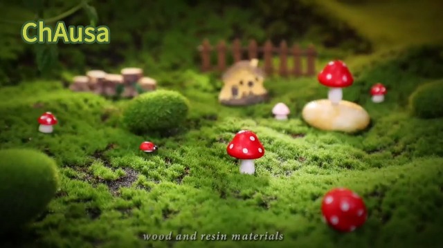 Mini ornamenti paesaggistici, 2 pezzi mini case di funghi in resina miniatura giardino delle fate casa dei funghi ornamenti bonsai giardino delle fate micro paesaggio decorazione rosso ( Color : Yello