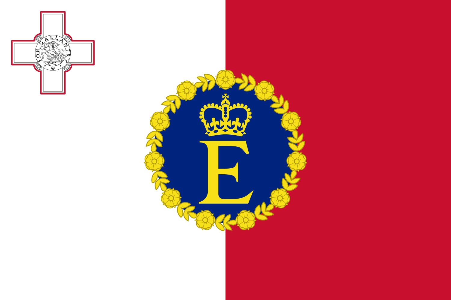 Drapeau XL Royal Standard of Malta 1964–1974 et pavillon historique de Malte
