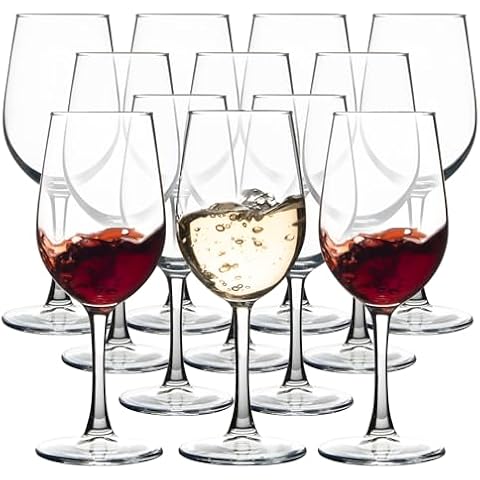 Wine Glasses Set of 12, 12oz Red/White Wine Glass Set, Clear Stemmed Wine Glasses Fit for Wine Tasting, Wedding, Birthday and Home Cover