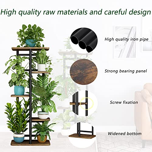 Image of LINZINAR Plant Stand Indoor 5 Tier Metal Plant Shelf Stands for Multiple Plants Garden Corner Balcony Living Room Bedroom, Black