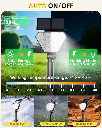 T-SUN Solar Lights Outdoor Waterproof IP65, 6 Pack LED Solar Spot Lights Color Changing IP65 Waterproof Smart Auto On/Off for Outside Landscape Garden Yard Lawn Pathway Patio Driveway — view 4