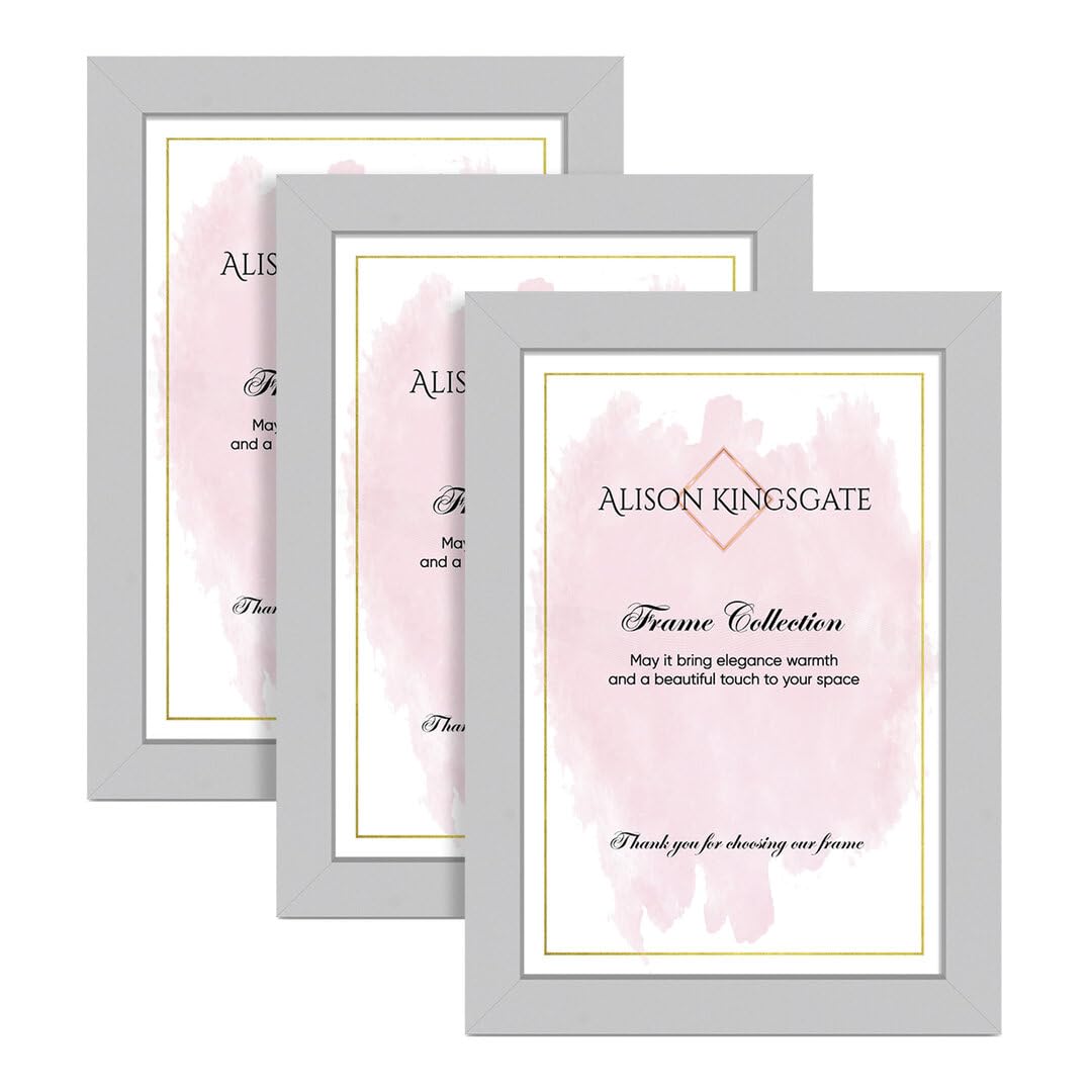 Alison Kingsgate 16X12 SILVER Modern Photo Frames Pack of 3 - Engineered Wood Picture Frame with Perspex Front - Ideal for Certificates - Wall Mount or Tabletop - Multiple Sizes & Colors — image 1