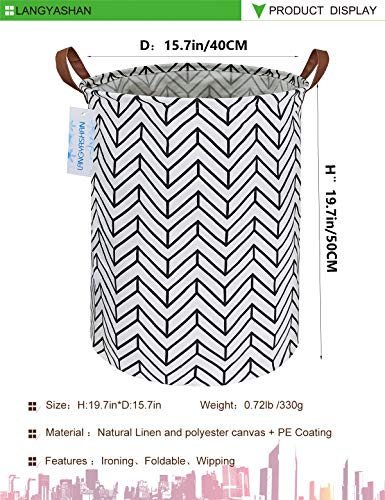 Image of Laundry Basket Canvas Fabric Collapsible Organizer Basket for Storage Bin Toy Bins Gift Baskets Bedroom Clothes Children Nursery Hamper (Geometric)