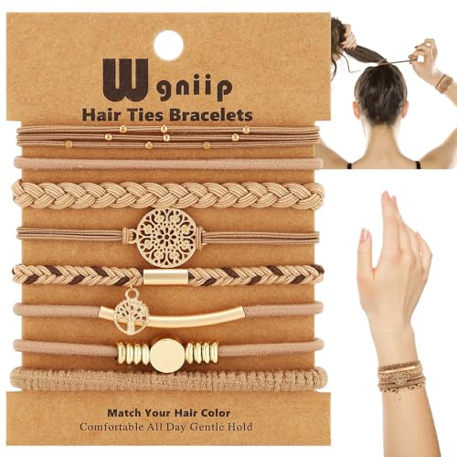 8 PCS Boho Hair Ties, Elastic Hair Tie Bracelets for Women