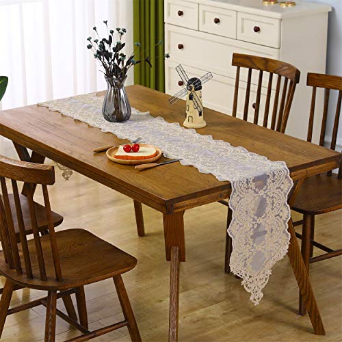 Inmerget Camino de Mesa de café Corto de Encaje Bordado para Vacaciones Bodas Fiestas mesas de Cena 90 cm Cover