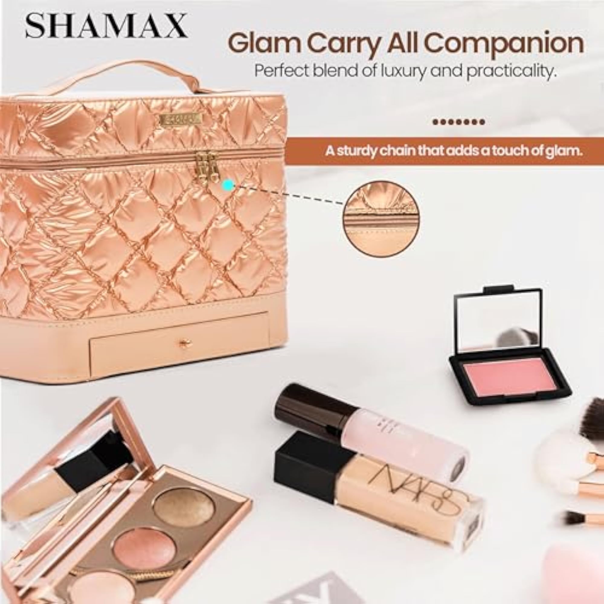 Vanity Box with Mirror, Portable Makeup Organizer