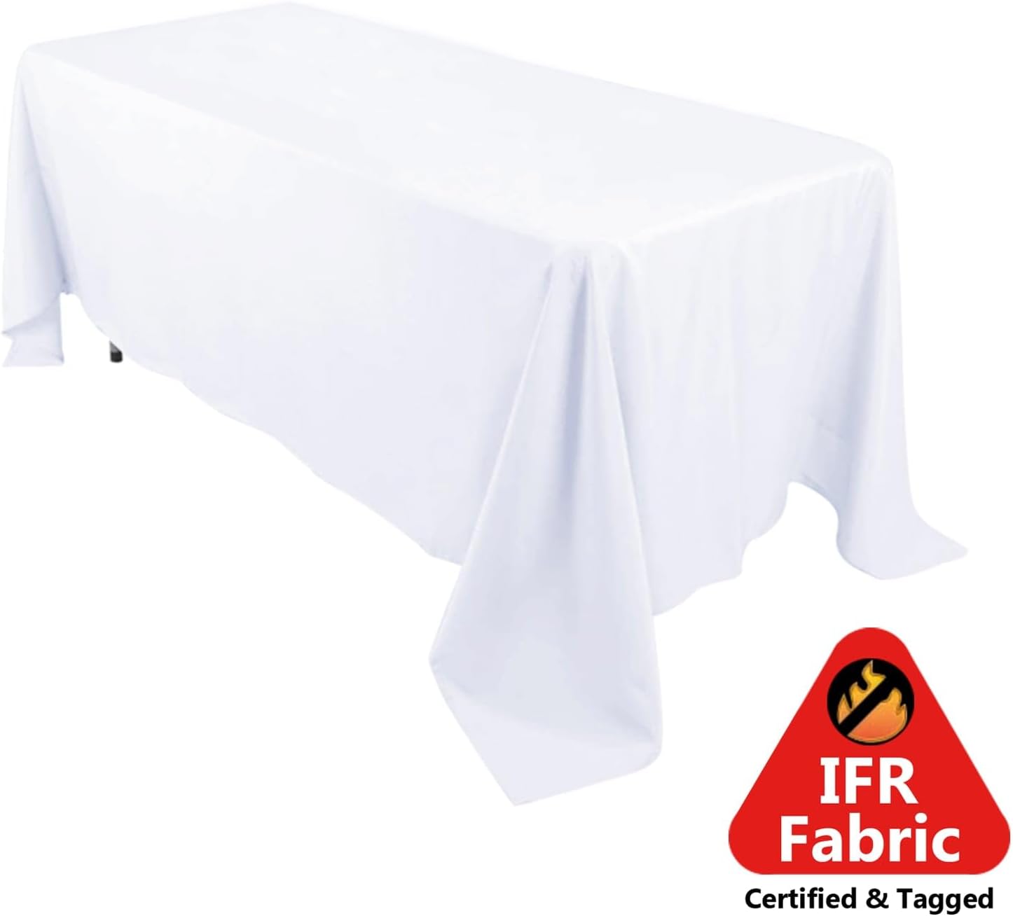 Efavormart Fire Retardant White Tablecloth 72"x120" Seamless Premium Polyester Rectangular Table Cover