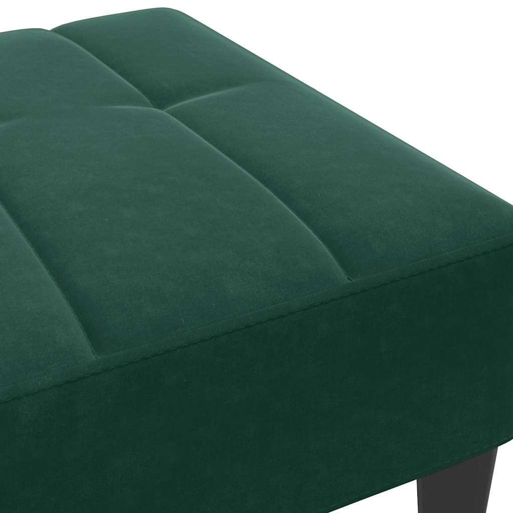 Podnóżek ciemnozielony z aksamitu 77 x 55 x 31 cm, wyściełany podnóżek z pianki i ramy ze sklejki, na sofę, fotel, do salonu, sypialni i korytarza