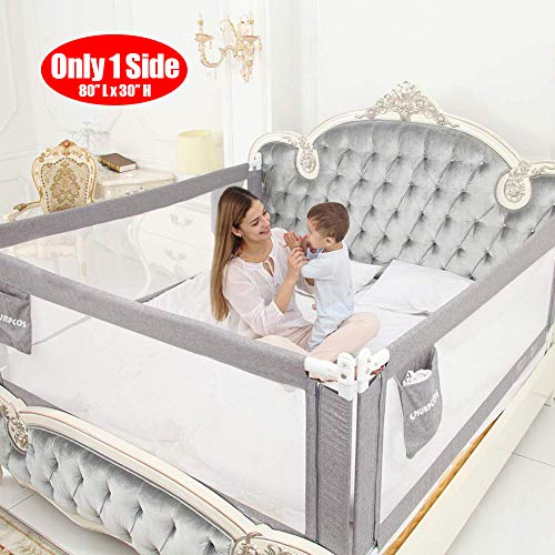 SURPCOS Bed Rails for Toddlers - 60â€œ 70â€ 80â€œ Extra Long Baby Bed Rail Guard for Kids Twin, Double, Full Size Queen & King Mattress (Gray) (1Side: 80''(L) X30''(H))