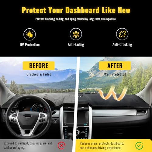 TUCAREST Dash Cover Fit for 17-21 Je-ep Compass New Body Style (Body Code: MP) Nonslip Dash Cover Board Mat Sunshade No-Glare and Slip Pad Carpet Sunshield Protector (Without HUD) Flannel Black by TUCAREST - Used condition - Image 4
