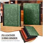 Ovesmusl Cuir 3 Beurre à anneaux 1 Binder rond de pouce convient 200 Feuilles 8.5"x11" Lettre Size Paper, Histoire de la famille de mariage Carnet de notes Couvre feuille libre Organisateur, vert