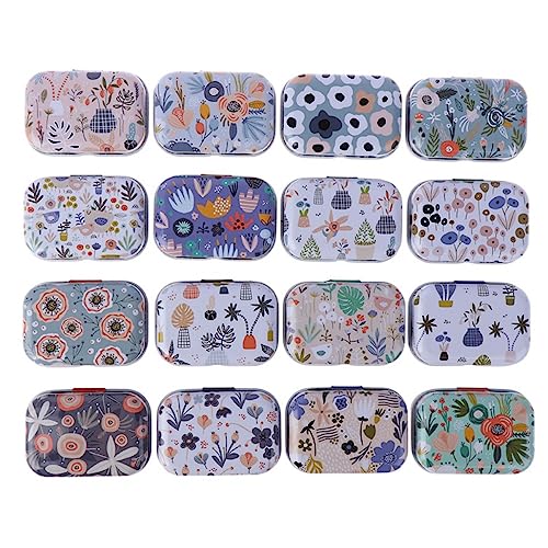 CCUUHJ 8 Pack Tins Container Rectangular Small Tin Box Metal Empty Hinged Tins Daisy Pattern Basic Necessities Tins for Candies Jewelry,6X4X2.5 CM (Daisy)