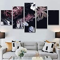 SIGNWIN 5 Panel Canvas Wall Art Modern Art Bouquet Colorful Decorative Elements Floral Multicolor Photography for Home Decorations Ready to Hang - 60