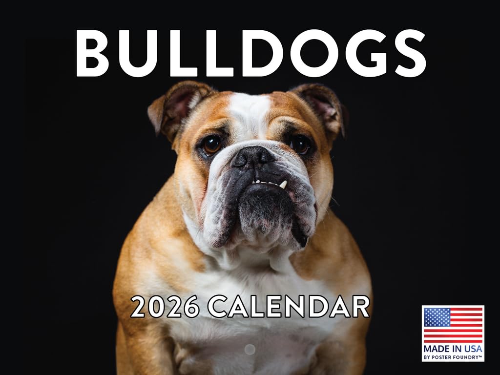 Bulldog Calendar 2026 Bull Dog Monthly Wall Calender 12 Month | American Made In The USA