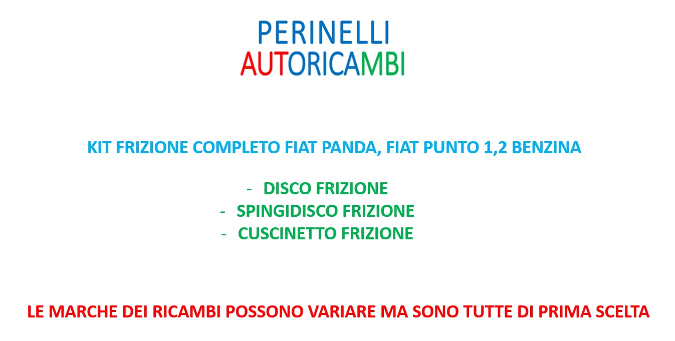 Kit Frizione Completo per Fiat Panda e Fiat Punto 1.2 Benzina, Disco, Spingidisco e Cuscinetto Inclusi