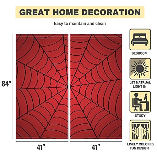 Allenjoy Superhelden-Spinnennetz, Kinder-Fenstervorhänge für Jungen, Kinderzimmer, Schlafzimmer, Kleinkind, Heimbüro, Dekorationen, Verdunkelung, maschinenwaschbar, 208.3x213.4 cm