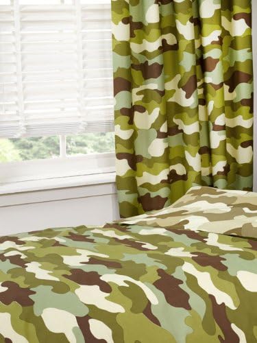 Price Right Home Army Camouflage Green Kids/Teens Bedroom Range - Duvet Cover Set, Fitted Sheet Set & Curtains Available (Single Duvet Cover Set)