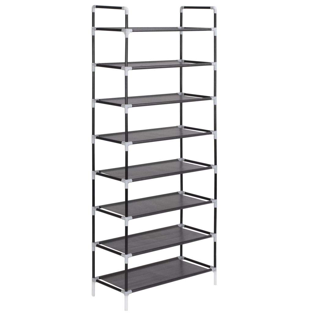 Armoire à chaussures avec 8 étagères en métal noir meuble gain de place