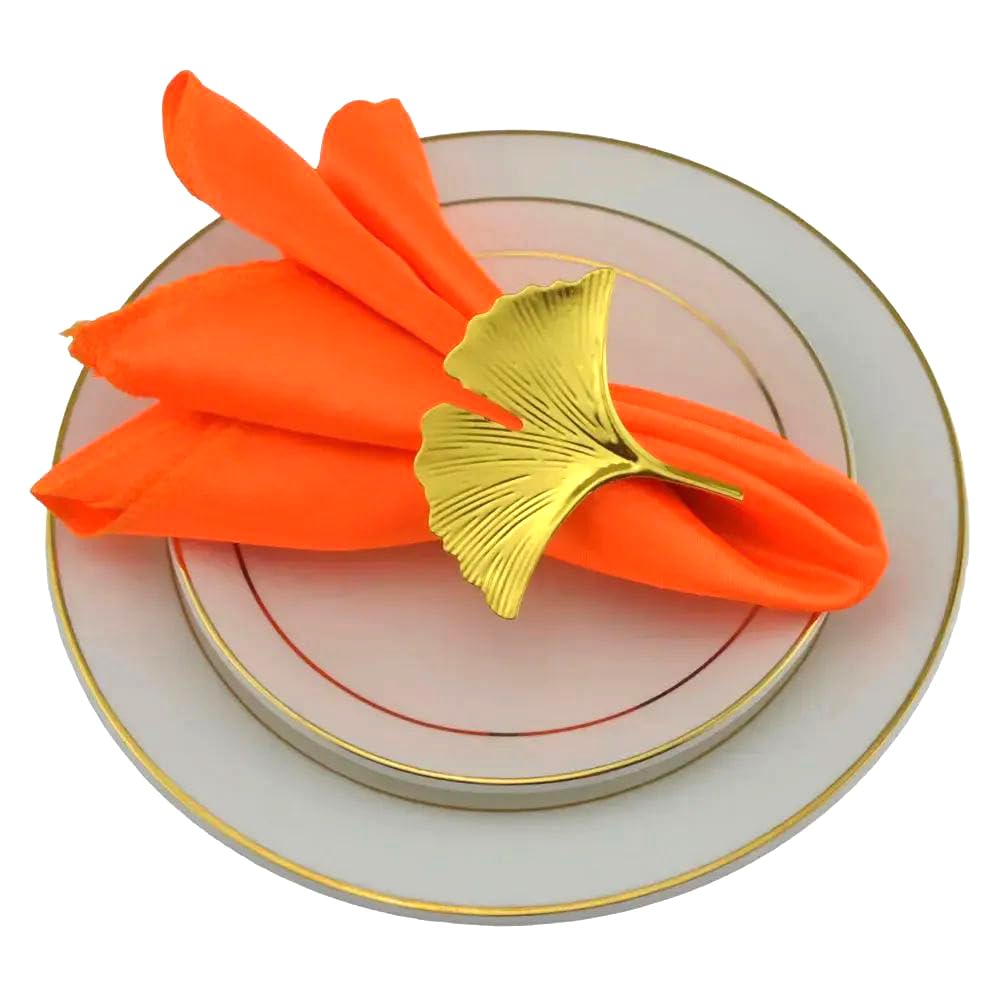 Servilletas de Tela de satén, Servilletas de satén poliéster y algodón(Orange,24PC)
