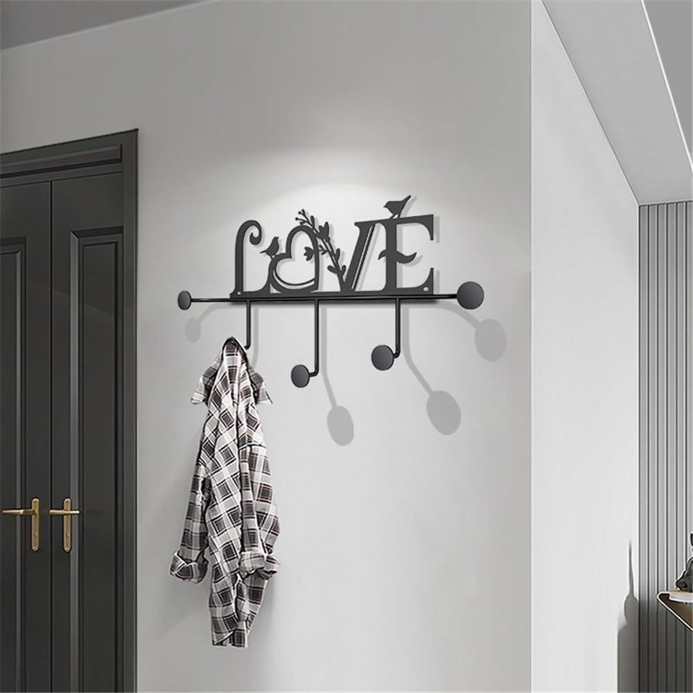Kleiderhaken Schwarze Kleiderhaken zur Wandmontage, Hutablage aus Metall mit 5 Haken for Eingangsbereich, Badezimmer, Schlafzimmer an der Wand
