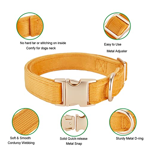YUDOTE Ultraweiches Hundehalsband natürliche Baumwolle Cord für Mittel Hunde mit empfindlicher Haut,Orange