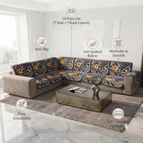 Image of L Shape Sofa Cover 3+2 Seater Pack of 14