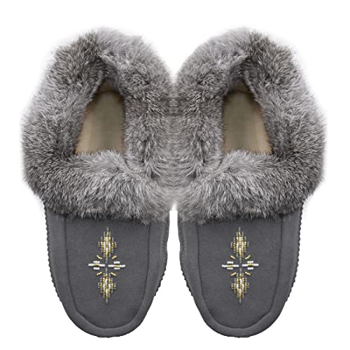 Native dechic Slippers Unisex Canadian-Made Moccasins Leather Slippers for Women Luxury Slippers Real Fur Slippers2