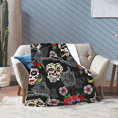 Gbuzozie Fleece Blanket Sugar Skulls Day Of The Dead Lightweight Ultra-Soft Micro Throw Blanket For Sofa Couch Bed Camping Travel thumb #4