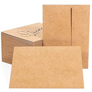 Sodaxx 100 Packs A7 Kraft Brown Wedding Invitation Card Envelopes – 120gsm Self-Seal Square Flap – 5.25 x 7.25 Inches