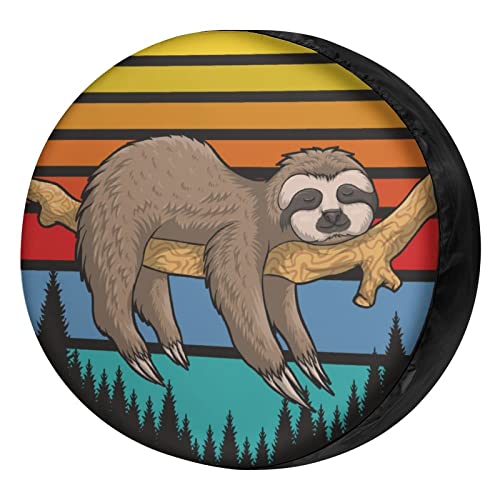 Image of Delerain Spare Tire Cover Sloth Colorful Striped Wheel Covers Waterproof Dust-Proof UV Sun Universal Fit for Trailer RV SUV Truck and Many Vehicle (18 Inch for Diameter 32 inch-34 inch)