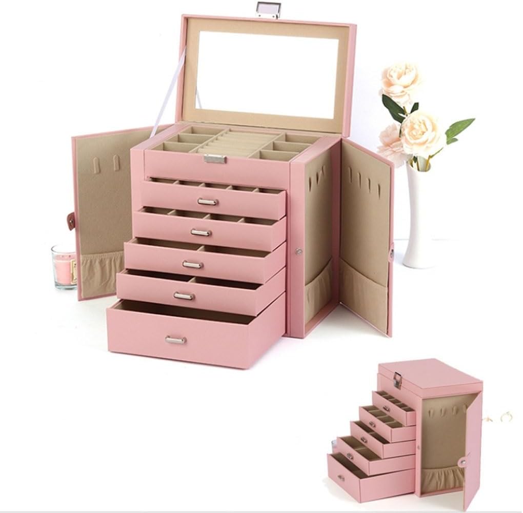 Jewelry Organizer Box Luxury Multi-Layer Large-Capacity Jewelry Storage Box Multi-Layer Drawer Necklace Earrings Jewelry Box Holder Gifts for Women (Black) image 3