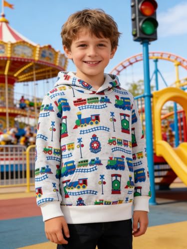 Image of Akyzic Baby Boys Dinosaurs Hoodie Boys Shark Pullover with Pocket Kids Truck Warm Sweatshirt Sweater