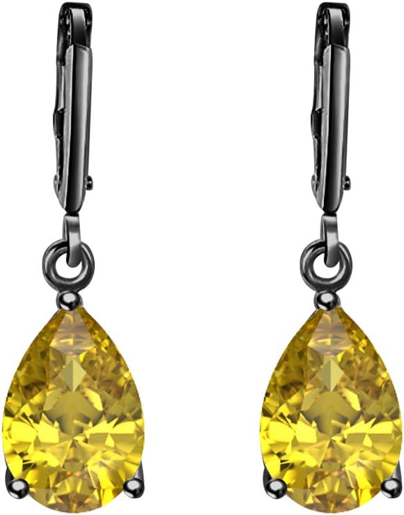 Wonderful 6x8mm Pear Cut Yellow Sapphire Over .925 Sterling Silver Fancy Party Wear Dangle Clip-On Earrings For Women