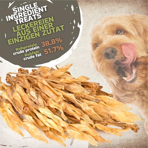 Lovely Dog | Kaninchenohren ohne Fell für Hunde 500g (ca. 35-45 Stück) | Natürliche Hasenohren Kauartikel ohne Haare | Luftgetrocknet, Hypoallergen, Getreidefrei | Kleine, mittlere & große Hunde