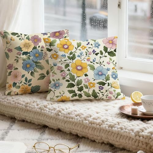 Housse coussin 60x60 super doux protege oreiller fleur lot de 4 - 4
